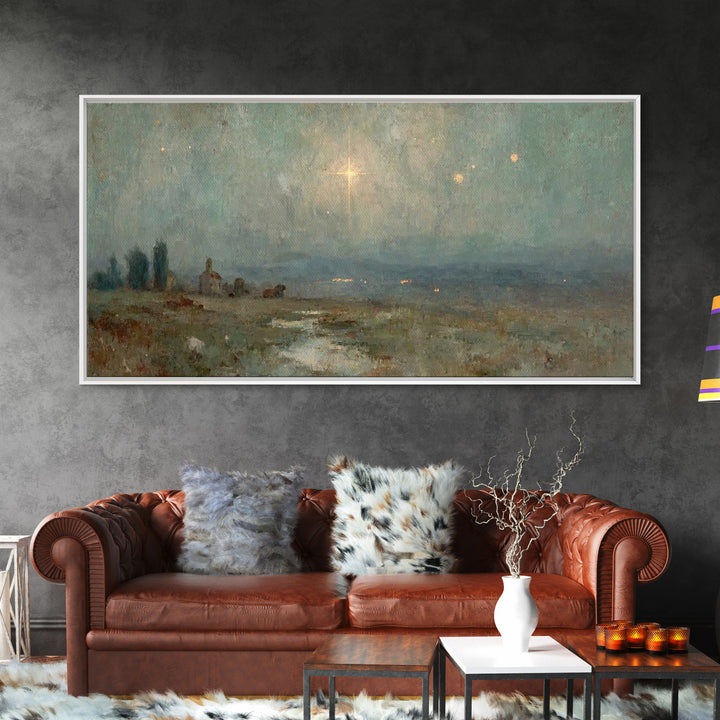 Star Of Bethlehem – Framed Canvas Print – Christian Art Prints – Christmas Wall Art – Jesus Christmas Art – Vintage Christian Art – Christi