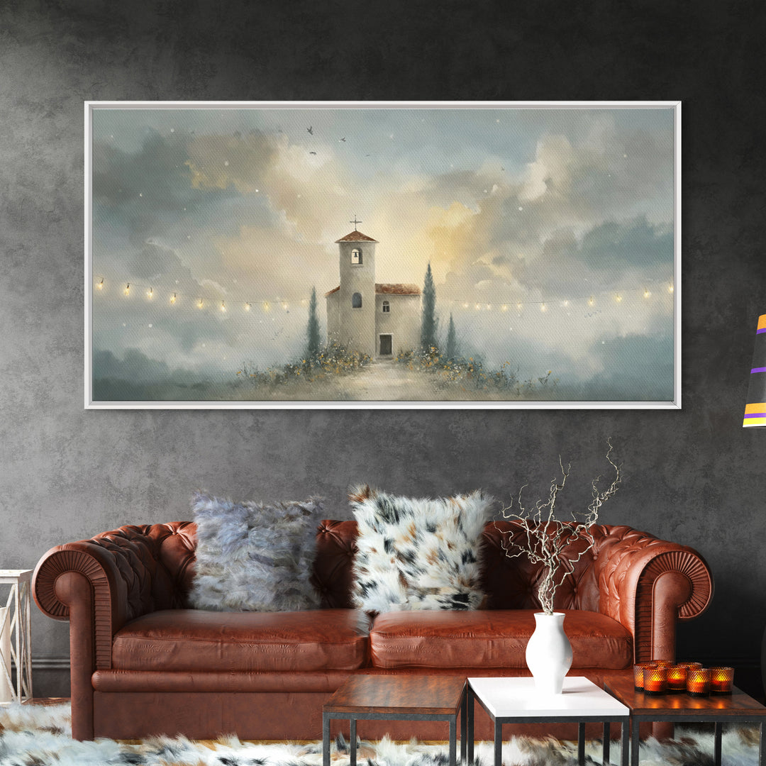 Church Of Light – Framed Canvas Print – Christian Wall Art – Christian Painting – Subtle Christian Art – Christmas Canvas Wall Art – Christ