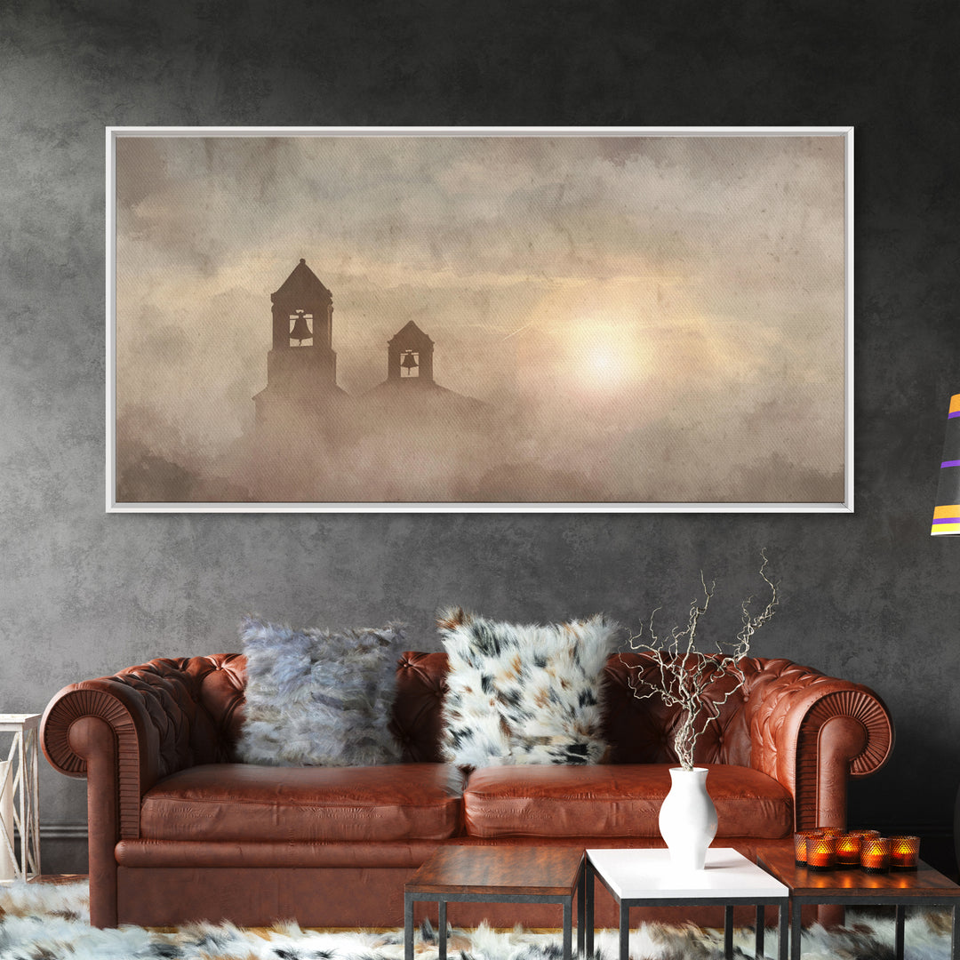 Silent Bells – Framed Canvas Print – Christian Wall Art – Christian Painting – Vintage Christian Art – Moody Christmas Art – Christian Deco