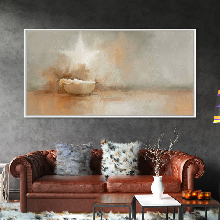 Nativity Star – Framed Canvas Print – Christian Christmas Art – Christian Art Canvas – Birth Of Jesus Painting – Christmas Art Work – Chris