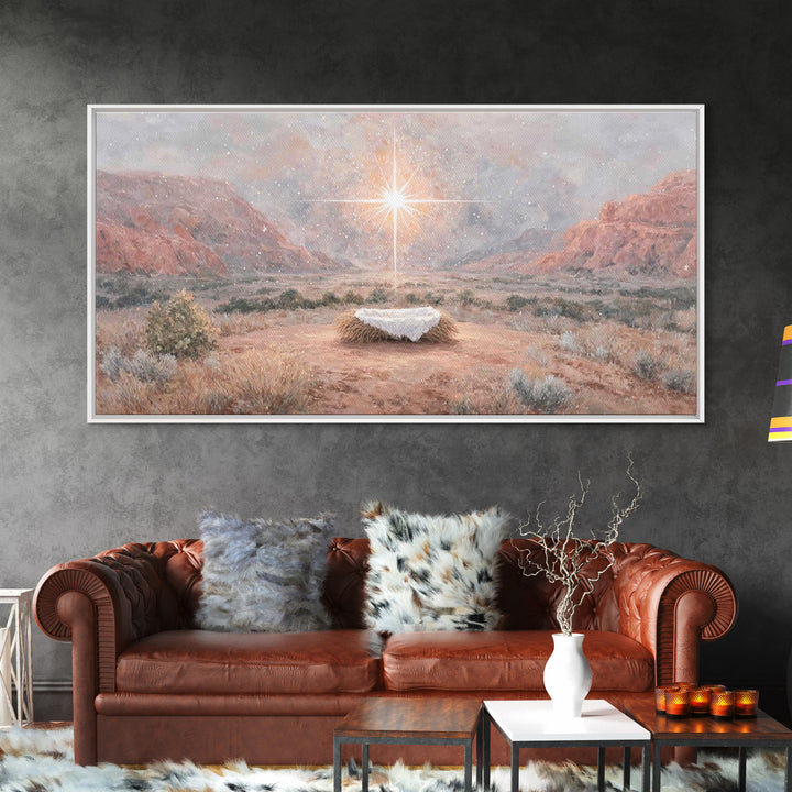 Desert Nativity – Framed Canvas Print – Christian Christmas Art – Christian Wall Art – Christian Art Print – Christmas Canvas Wall Art – Ch