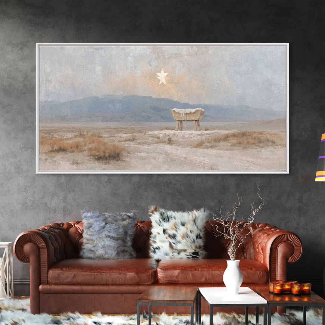 Sacred Nightfall – Framed Canvas Print – Christian Wall Art – Christian Christmas Art – Modern Christian Art – Christmas Art Prints – Chris