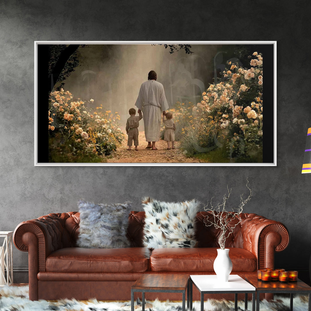 Guided In Light – Framed Canvas Print – Jesus Wall Art – Christian Art Work – Christian Decorations – Christian Painting – Christian Gift