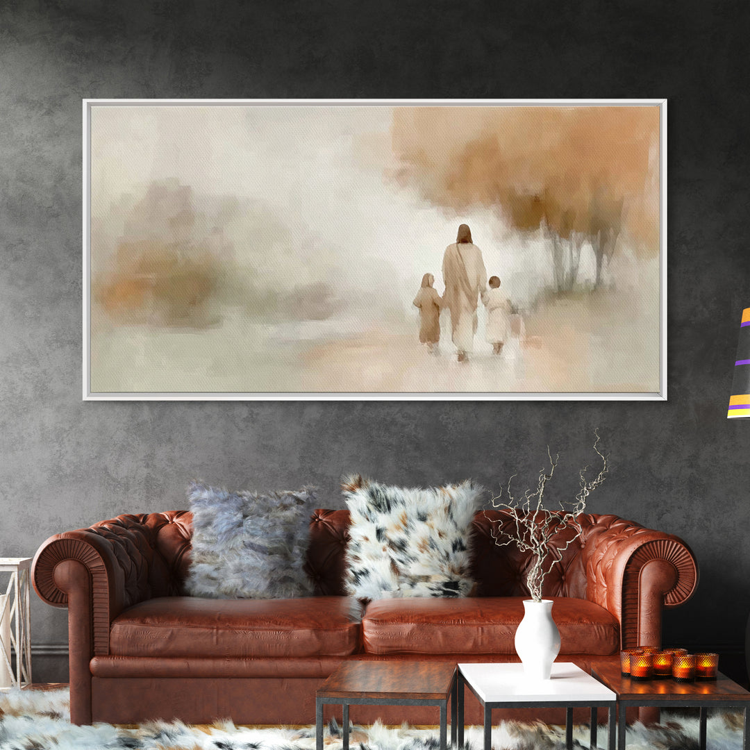 Guiding Grace Path – Framed Canvas Print – Christian Wall Art – Jesus Painting – Minimalist Christian Art – Christian Gift