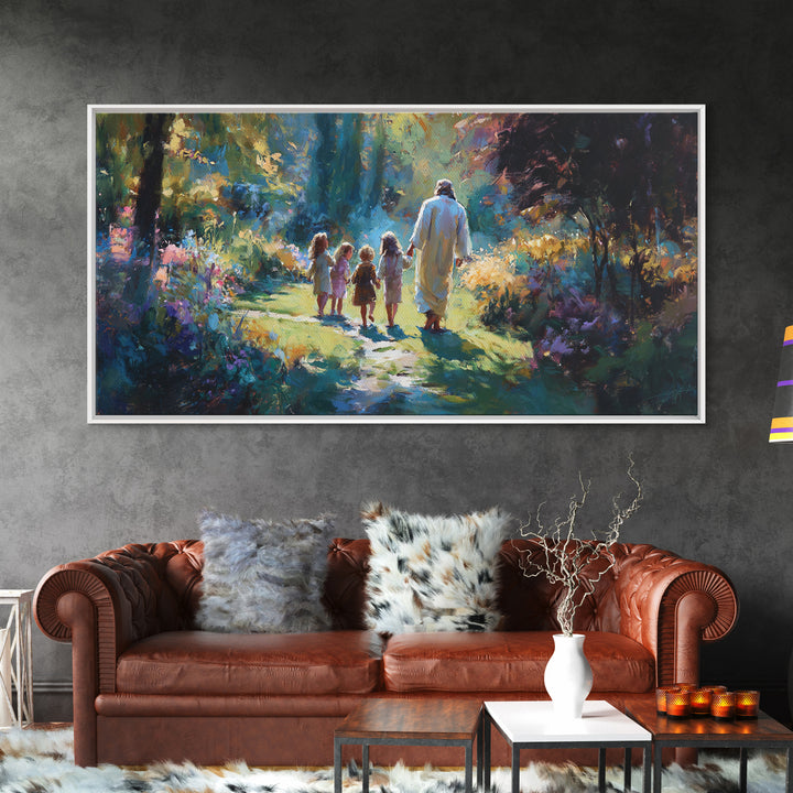 Garden Of Light | Framed Canvas Print | Christian Art Canvas | Jesus Painting | Christian Wall Art | Christmas Art