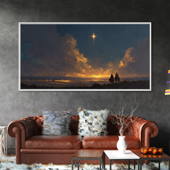 Bethlehem Star Rise, Framed Canvas Print, Christmas Wall Art, Christian Christmas Art, Jesus Christmas Art, Christian Art Canvas, Christian