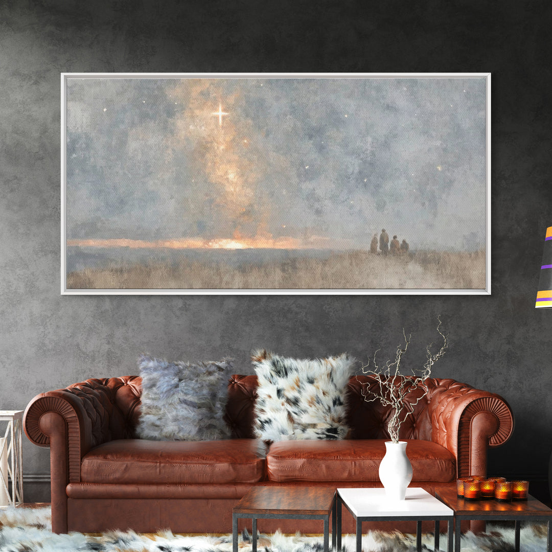 Holy Night Sky, Framed Canvas Print, Christian Christmas Art, Minimalist Christian Art, Christmas Wall Art, Christian Art Canvas, Christian