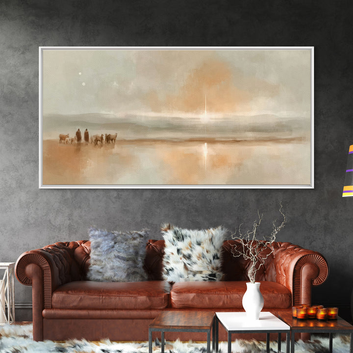 Desert Star Journey – Framed Canvas Print – Christian Christmas Art – Christian Wall Art – Jesus Painting – Christmas Art Print – Christian