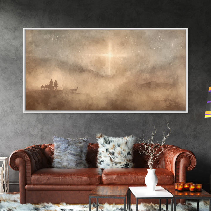Holy Night Wonder, Framed Canvas Print, Christmas Art Prints, Christian Wall Art, Moody Christmas Art, Christian Christmas Decor, Christian