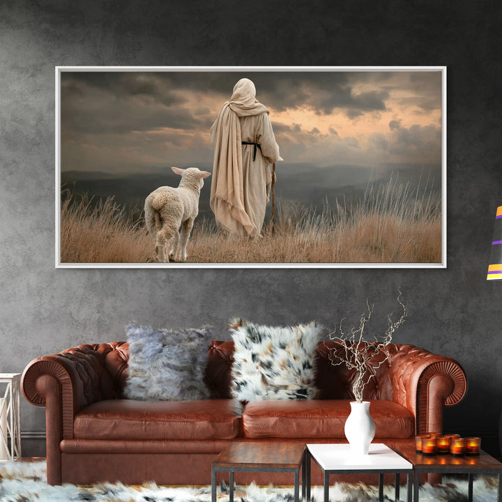The Good Shepherd, Framed Canvas Print, Jesus Painting, Christian Wall Art, Christian Art Print, Christian Decor For Home, Large Jesus Pain