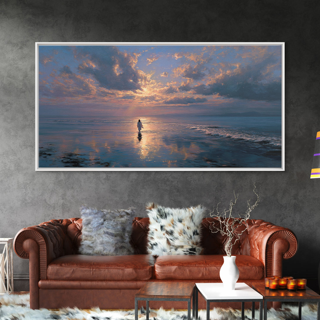 Misty Reverence – Framed Canvas Print – Minimalist Christian Art – Jesus Wall Art – Christian Art Canvas – Subtle Christian Paintings – Chr