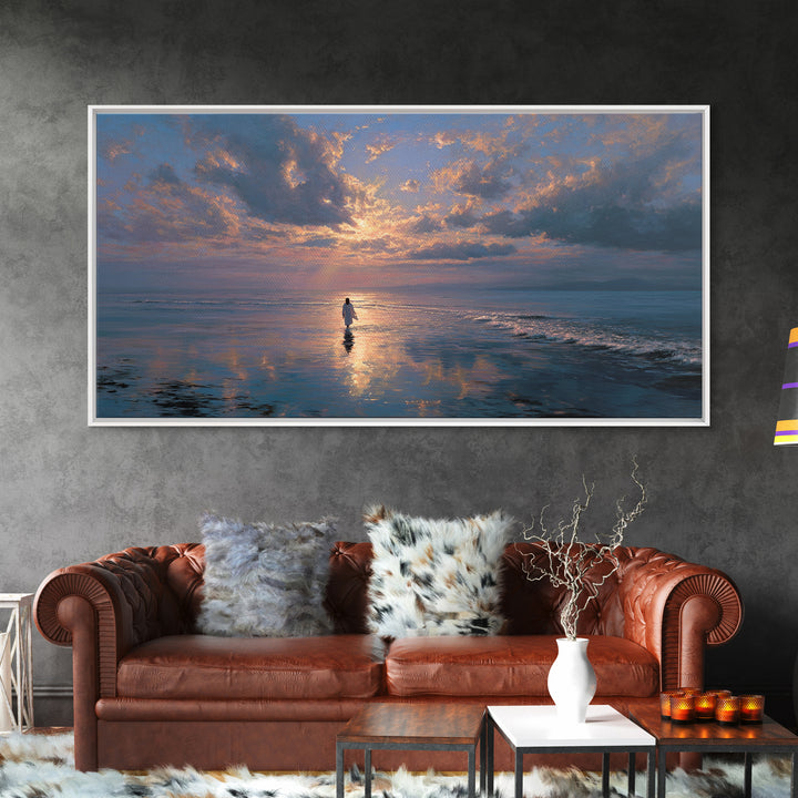 Misty Reverence – Framed Canvas Print – Minimalist Christian Art – Jesus Wall Art – Christian Art Canvas – Subtle Christian Paintings – Chr