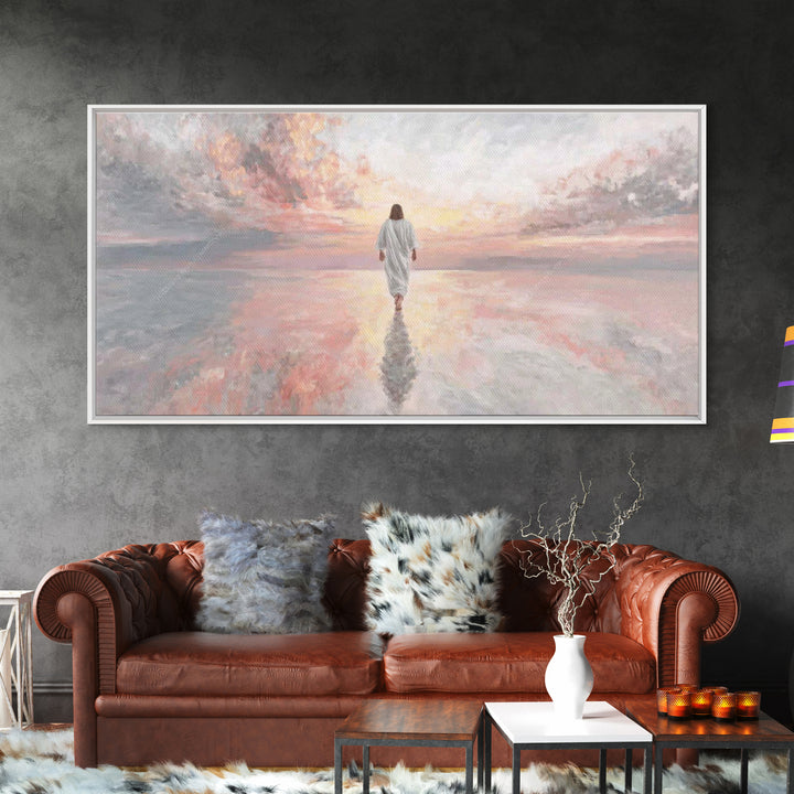 Eternal Horizon – Framed Canvas Print – Christian Art Canvas – Jesus Painting – Modern Christian Art – Christian Wall Art – Blue Christian