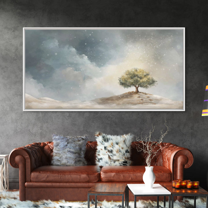 Starlit Ascent – Framed Canvas Print – Christian Christmas Art – Christmas Wall Art – Christian Art Canvas – Christian Art Print – Modern C