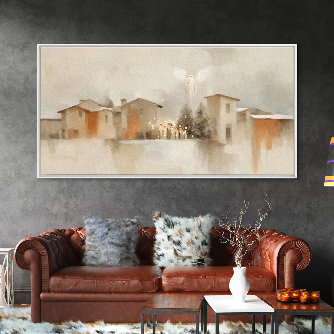 Village Of Wonder – Framed Canvas Print – Christian Christmas Decorations – Christian Art Work – Christmas Art Prints – Framed Christian Ar