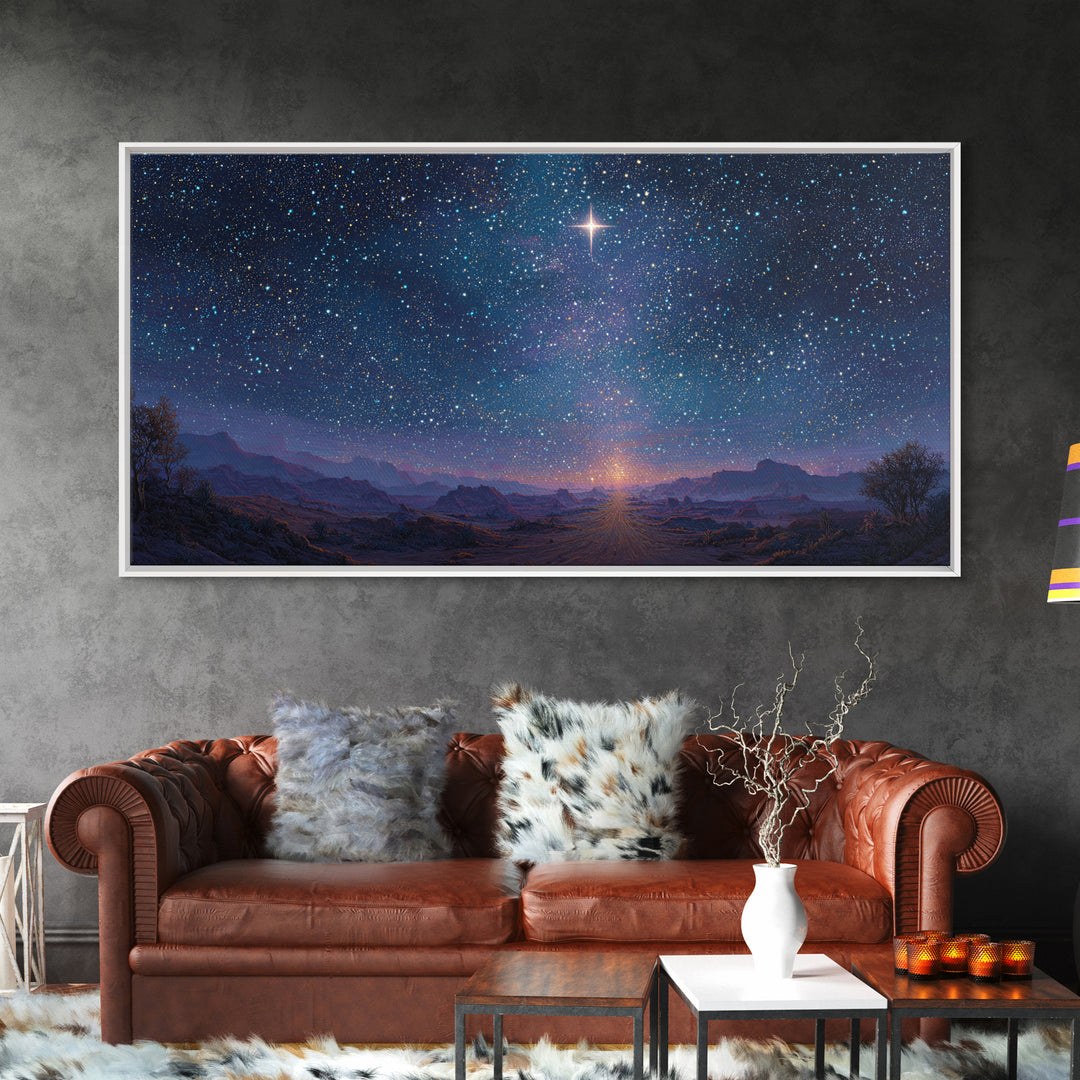 Star Of Promise | Framed Canvas Print | Christian Art Print | Christmas Art | Christian Wall Art | Christian Christmas Decor | Jesus Painti