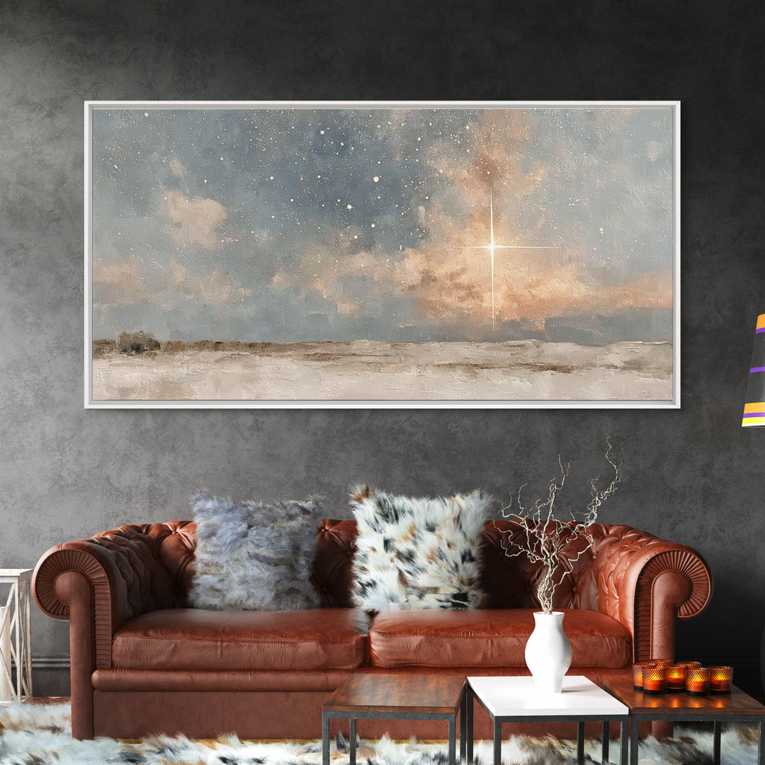 Holy Night Star – Framed Canvas Print – Jesus Painting – Christian Art Canvas – Christian Wall Art – Christmas Art – Christian Christmas Ar