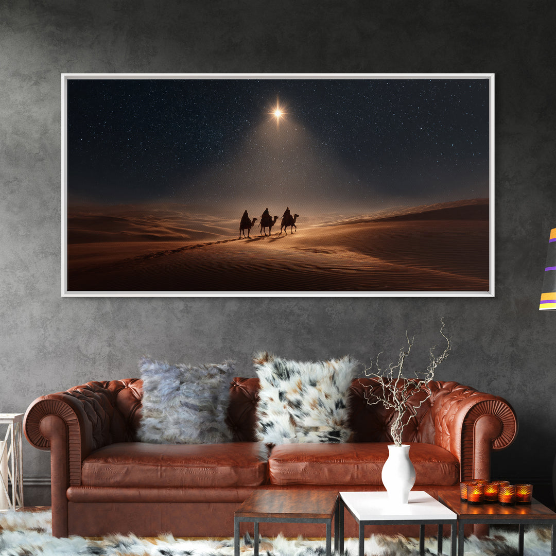 Desert Star Path, Framed Canvas Print, Christmas Art, Christian Art Canvas, Christian Christmas Art, Christian Wall Art, Jesus Painting