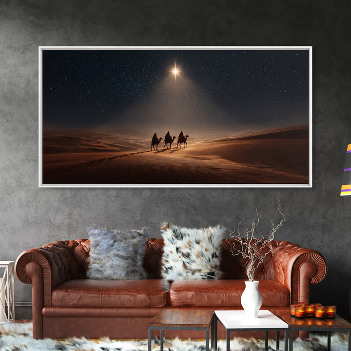 Desert Star Path, Framed Canvas Print, Christmas Art, Christian Art Canvas, Christian Christmas Art, Christian Wall Art, Jesus Painting