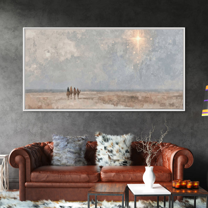 Pilgrims Of Light | Framed Canvas Print | Christian Art Canvas | Christmas Art | Christian Wall Art | Christian Christmas Decor | Jesus Pai