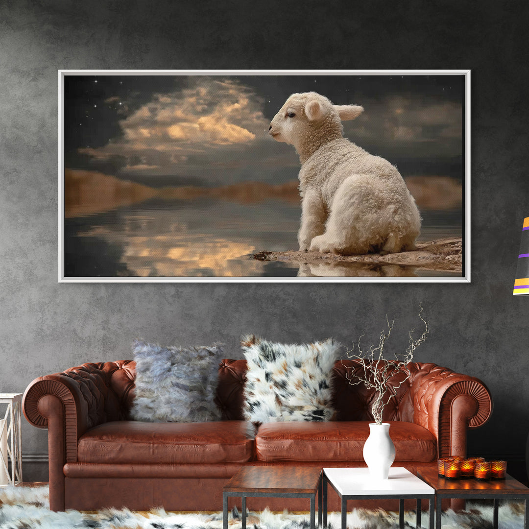 Lamb Of Peace, Framed Canvas Print, Christian Wall Art, Christian Art Canvas, Christian Christmas Art, Christmas Art, Jesus Art Print