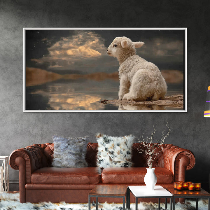 Lamb Of Peace, Framed Canvas Print, Christian Wall Art, Christian Art Canvas, Christian Christmas Art, Christmas Art, Jesus Art Print