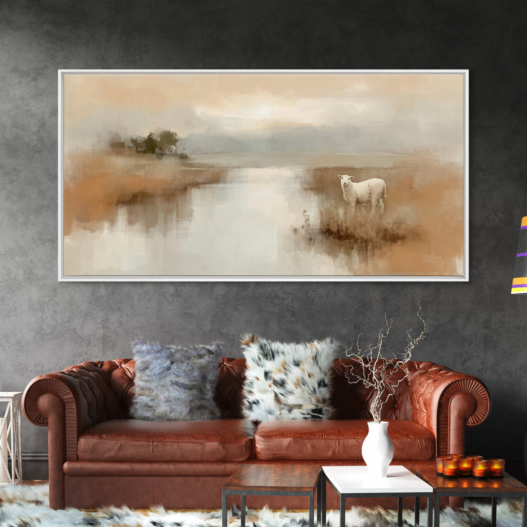 Quiet Meadow Grace, Framed Canvas Print, Christian Wall Art, Christian Art Canvas, Jesus Painting, Christian Christmas Art, Christian Decor