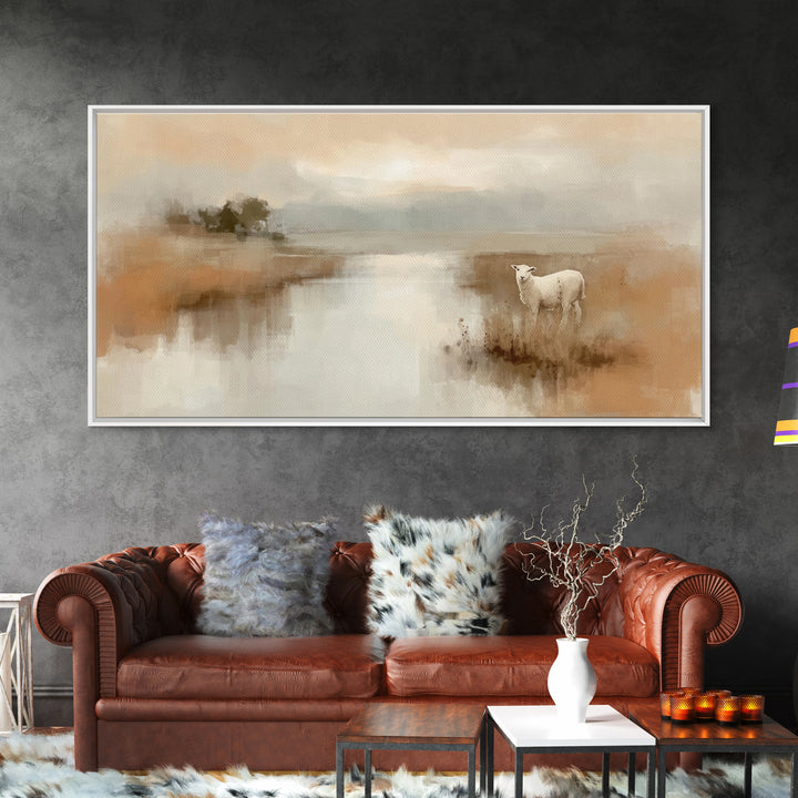 Quiet Meadow Grace, Framed Canvas Print, Christian Wall Art, Christian Art Canvas, Jesus Painting, Christian Christmas Art, Christian Decor