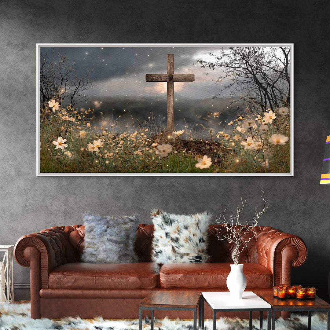 Night Of Hope, Framed Canvas Print, Christian Wall Art, Christian Art Canvas, Moody Christian Art, Christian Christmas Art, Christian Decor