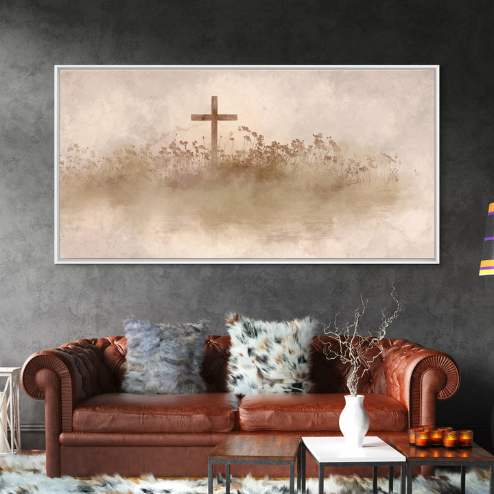 Floral Redemption, Framed Canvas Print, Christian Wall Art, Christian Art Canvas, Christian Paintings, Christian Christmas Decor, Modern Ch