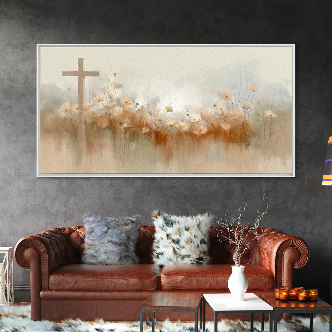 Meadow Of Faith – Framed Canvas Print – Christian Wall Art – Christian Art Canvas – Minimalist Christian Art – Christian Decor – Christian