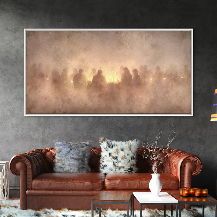 Gathered In Glow – Framed Canvas Print – Christian Art Canvas – Christian Christmas Art – Christmas Wall Art – Vintage Christmas Art – Chri