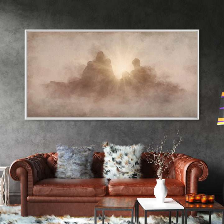 Eternal Embrace, Framed Canvas Print, Christian Painting, Christian Wall Art, Subtle Christian Art, Christian Art Canvas, Christian Decor