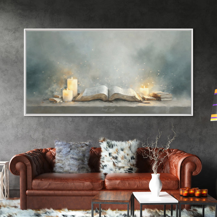 Holy Word Light, Framed Canvas Print, Christian Art Canvas, Christian Wall Art, Modern Christian Art, Christian Painting, Christian Gift