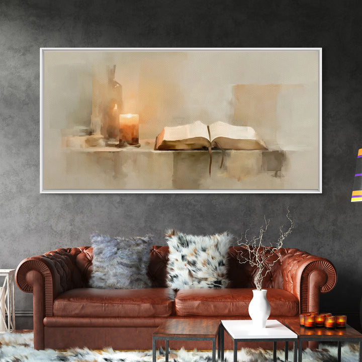 Candlelit Promise – Framed Canvas Print – Christian Art Canvas – Christian Wall Art – Moody Christian Art – Christian Art Gift Ideas
