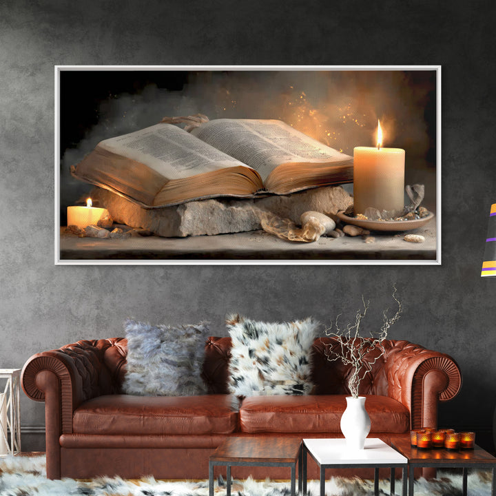 Light Of Scripture, Framed Canvas Print, Christian Art Canvas, Christian Wall Art, Vintage Christian Art, Christian Painting, Christian Gif