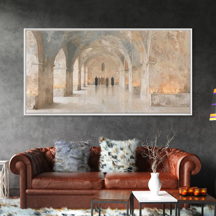 Monastic Gathering, Framed Canvas Print, Christian Art Canvas, Christian Wall Art, Vintage Christian Art, Christian Painting, Christian Art