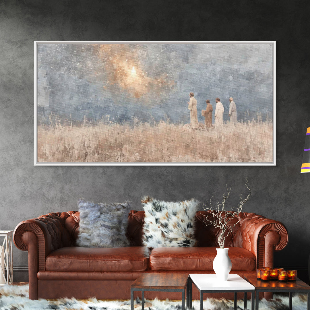 Glory In Clouds | Framed Canvas Print | Christian Art Canvas | Christmas Wall Art | Jesus Painting | Christian Christmas Art | Faith