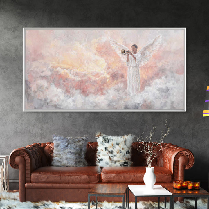 Angel In Sunrise - Framed Canvas Print - Christian Art Canvas - Christian Wall Art - Jesus Painting - Christian Christmas Art - Faith