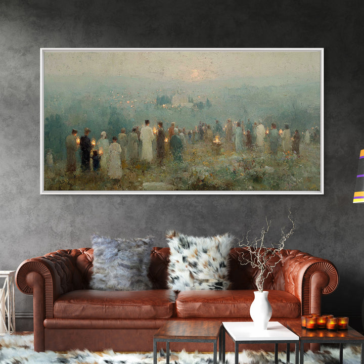 Twilight Lantern Vigil | Framed Canvas Print | Christian Christmas Art | Christian Art Canvas | Christian Wall Art | Christmas Art | Christ