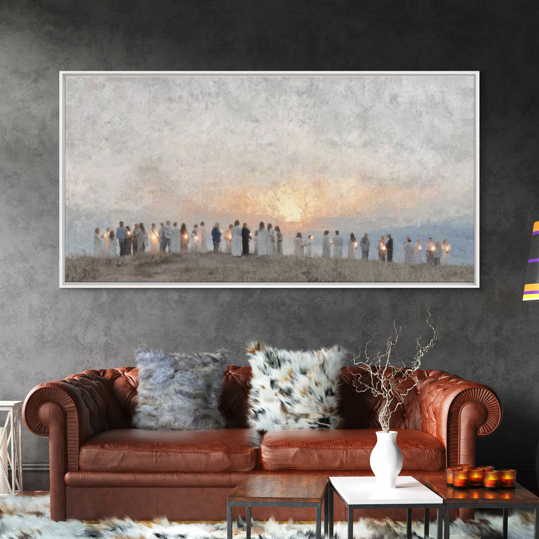 Sunrise Pilgrims Of Hope – Framed Canvas Print – Christian Art Canvas – Christian Christmas Art – Christian Wall Art – Christmas Art – Chri