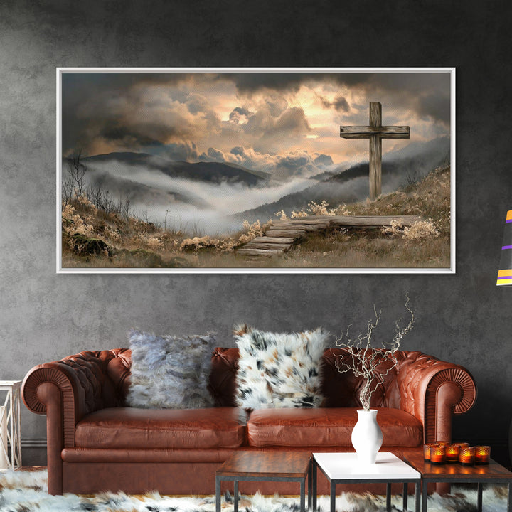 Stormlight Promise – Framed Canvas Print – Christian Art Canvas – Moody Christian Art – Christian Wall Art – Christian Painting