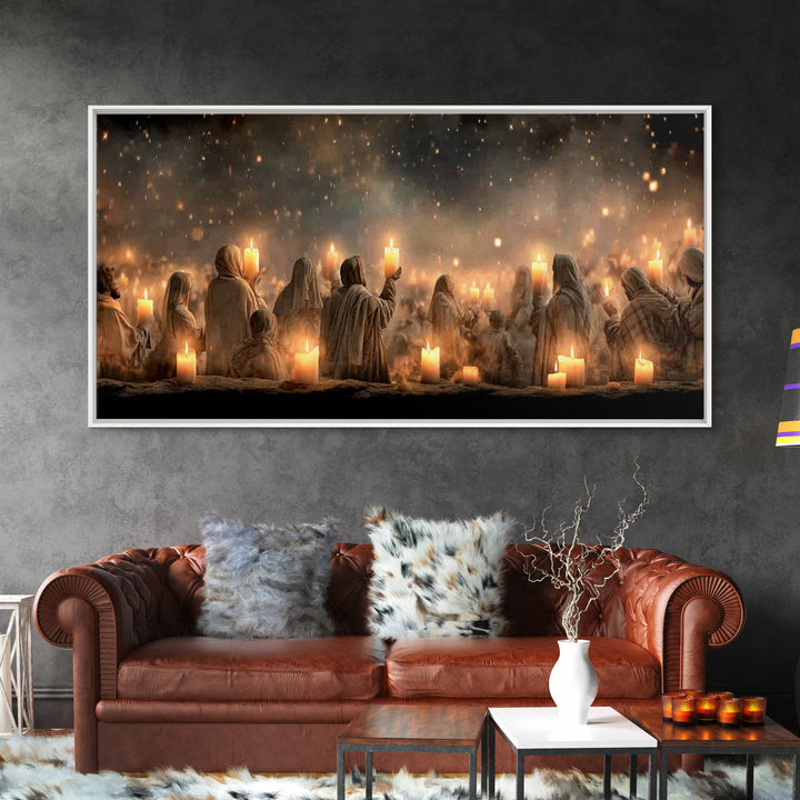 Sacred Candlelight – Framed Canvas Print – Christian Art Canvas – Christian Christmas Art – Christmas Wall Art – Christian Decor – Modern C