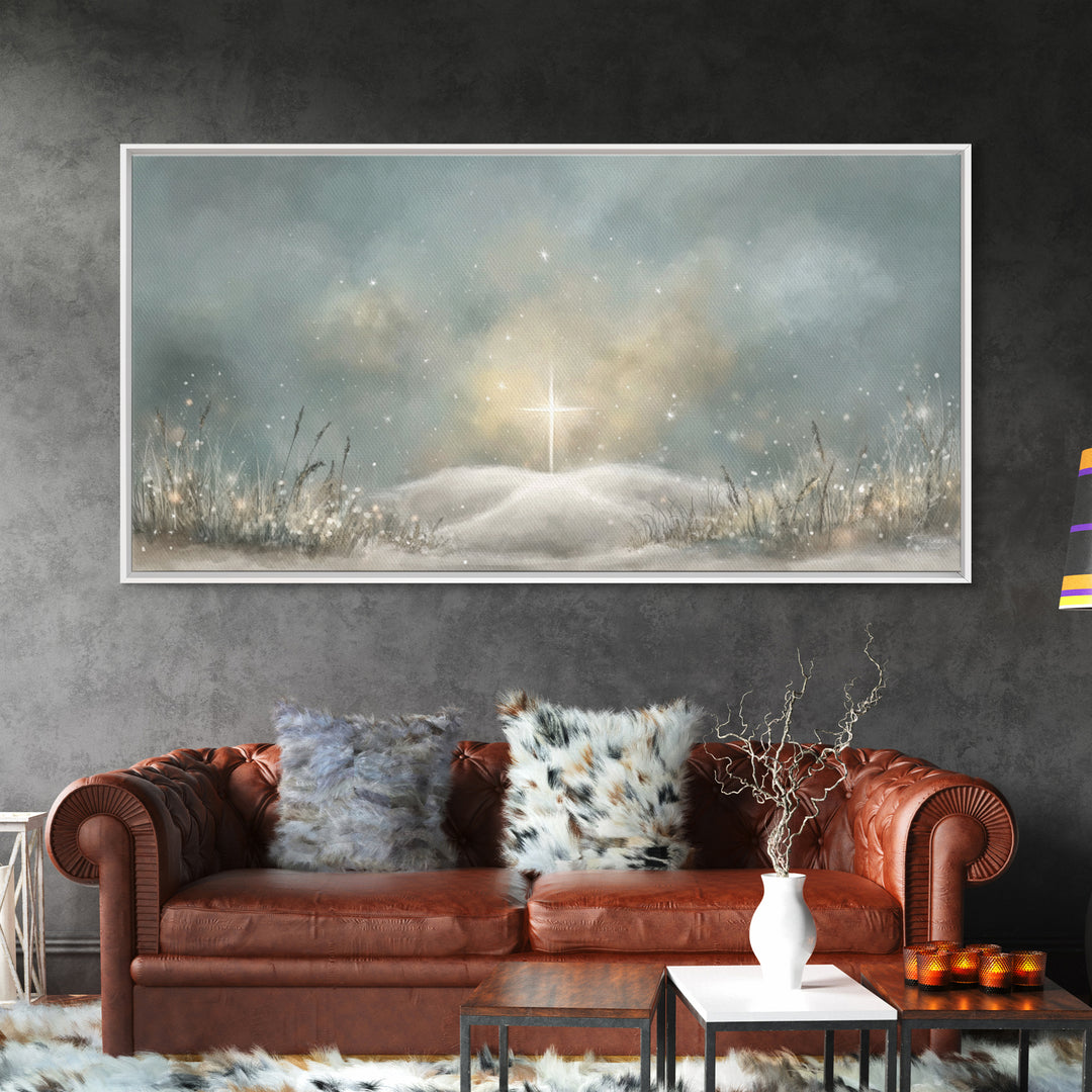 Star Of Peace – Framed Canvas Print – Christian Art Canvas – Christmas Wall Art – Subtle Christian Art – Framed Christmas Art