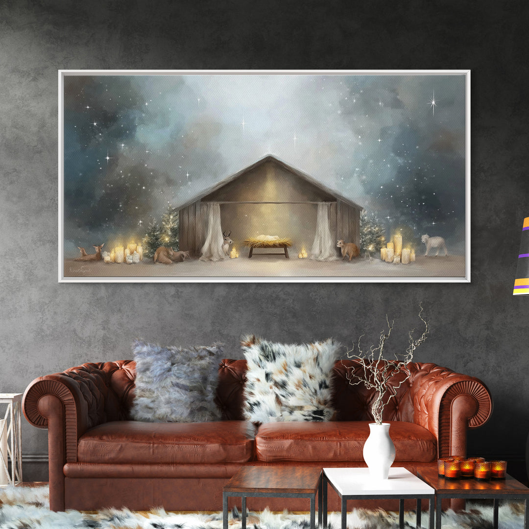 Holy Nativity – Framed Canvas Print – Christian Christmas Art – Christmas Art – Christian Wall Art – Christian Art Canvas – Christmas Decor