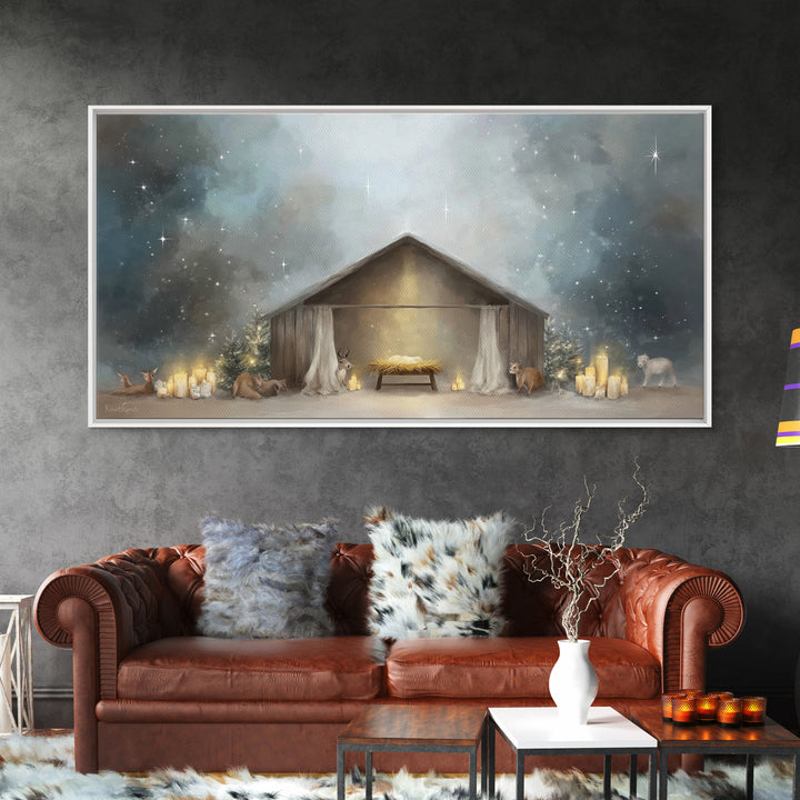 Holy Nativity – Framed Canvas Print – Christian Christmas Art – Christmas Art – Christian Wall Art – Christian Art Canvas – Christmas Decor
