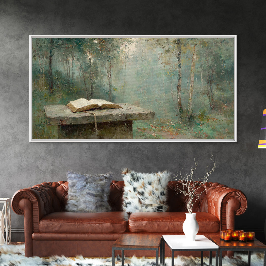 Woodland Testament - Framed Canvas Print - Christian Wall Art - Vintage Christian Art - Christian Art Canvas - Christian Painting - Christi