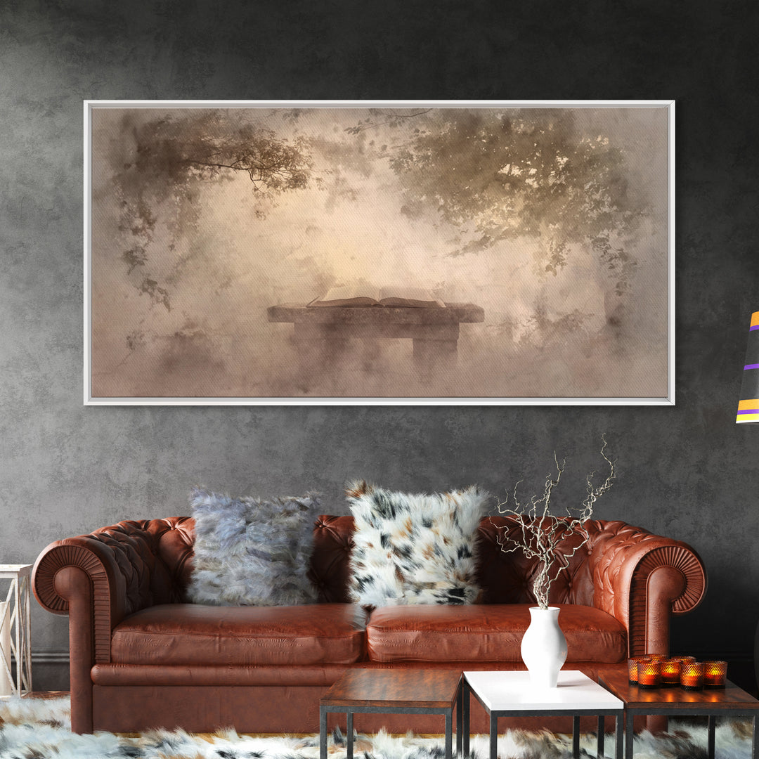 Misty Covenant - Framed Canvas Print - Christian Art Canvas - Christian Wall Art - Moody Christian Art - Christian Painting - Subtle Christ