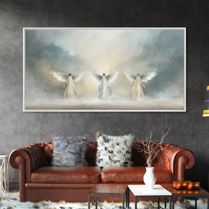 Heavenly Guardians – Framed Canvas Print – Christian Wall Art – Christian Art Canvas – Christian Painting – Christian Art Work – Subtle Chr