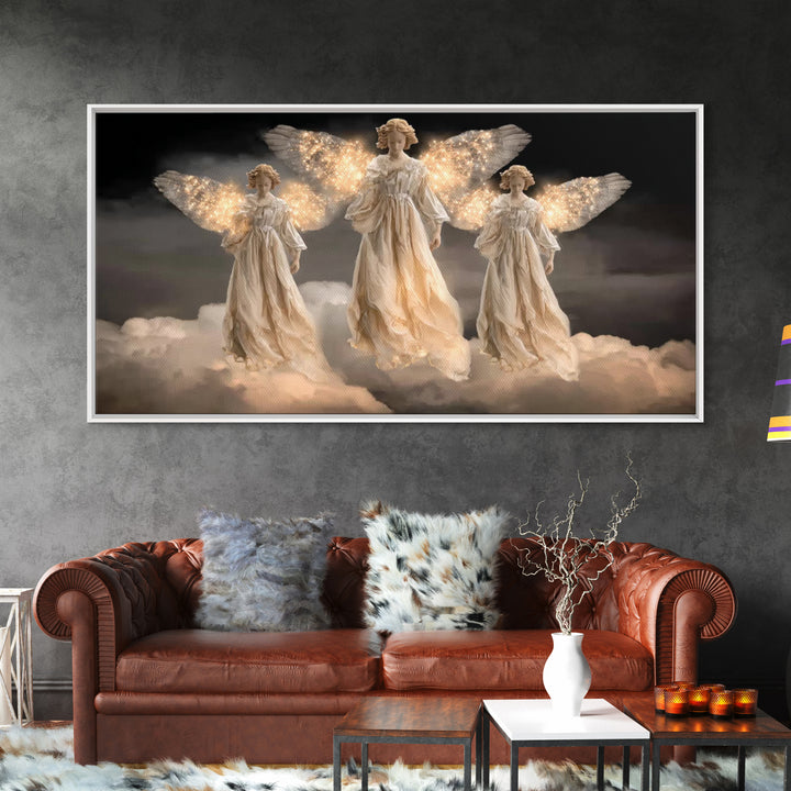 Celestial Shine – Framed Canvas Print – Christian Christmas Art – Christian Art Canvas – Christmas Art Framed – Christian Wall Art – Framed
